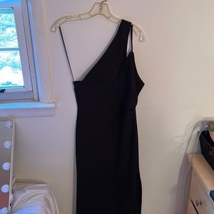 ABERCROMBIE & FITCH BLACK ASYMMETRICAL MIDI DRESS